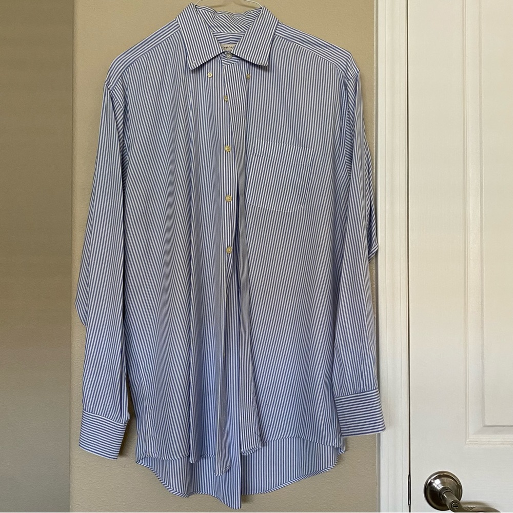 MERONA Blue White Striped Long Sleeve Button Down Shirt